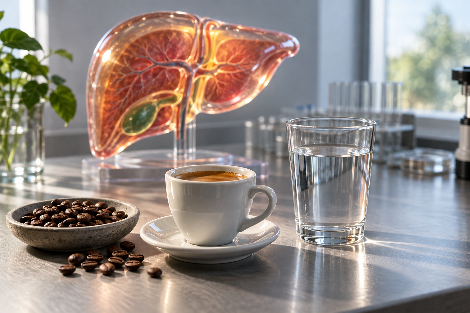 Illustration for the section: Absorption, the liver, CYP1A2, and different forms of caffeine