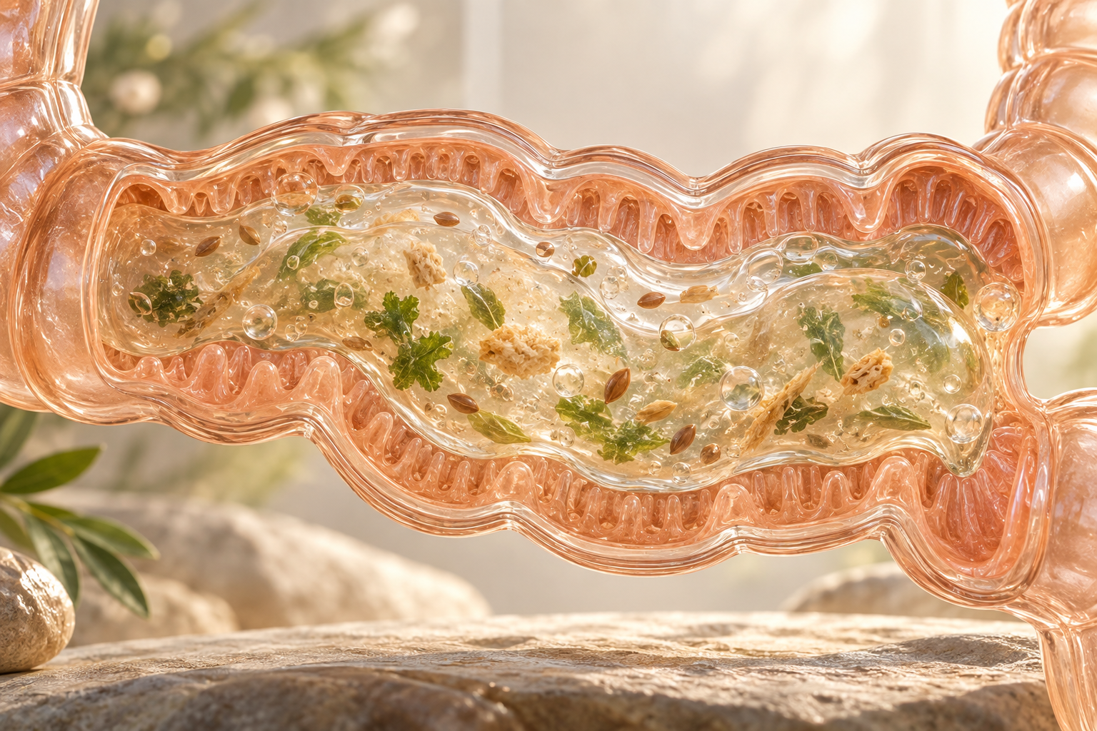 Illustration for the section: How fiber changes intestinal contents and stool