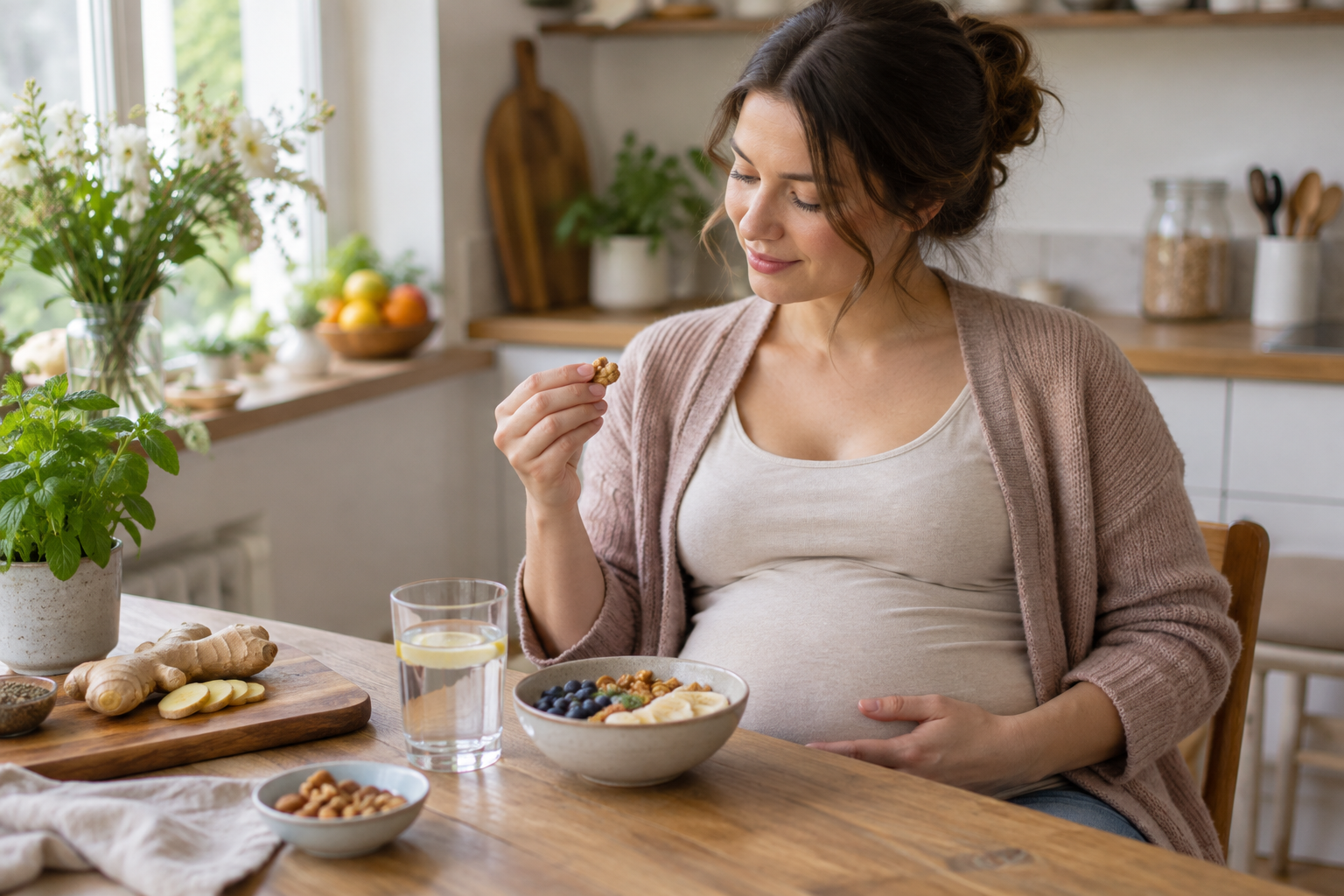 Illustration for the section: Nausea during pregnancy: relief and the boundaries of home care