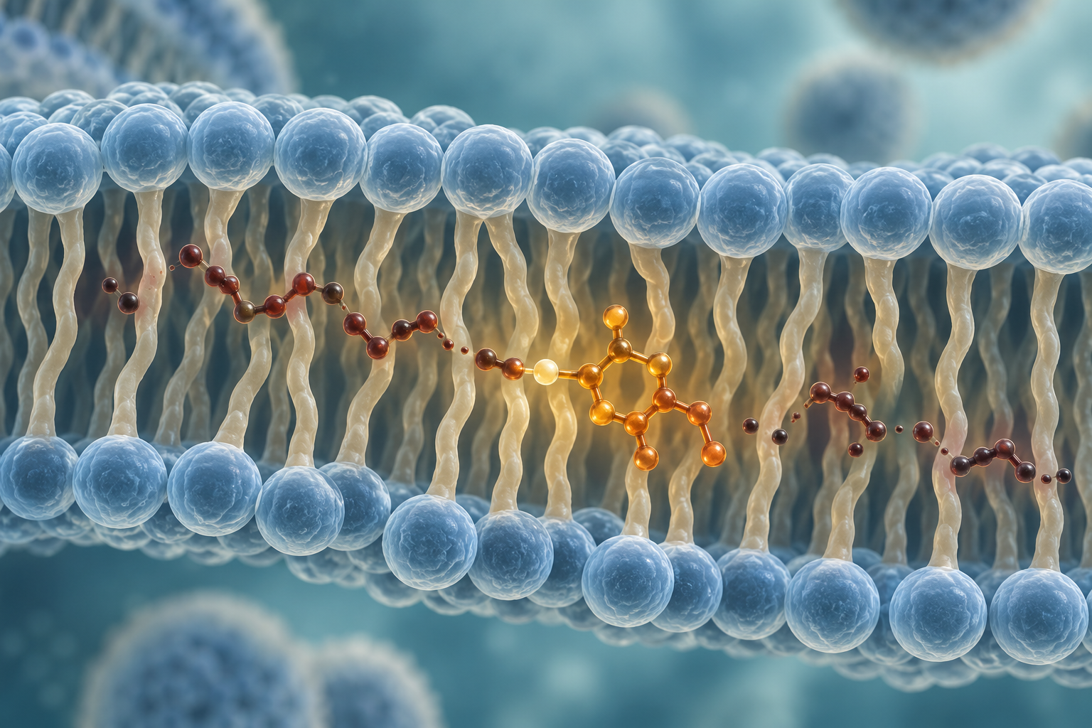 Illustration for the section: How vitamin E protects membranes